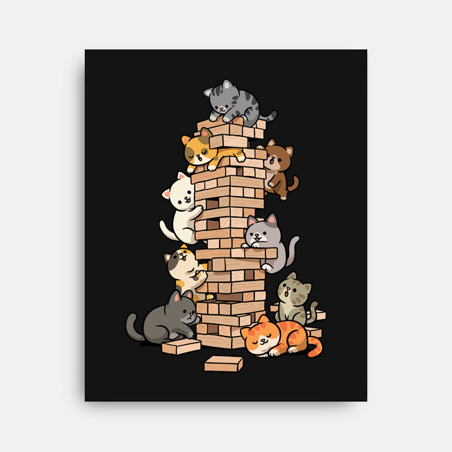Cat Jenga Tower-None-Stretched-Canvas-GoshWow