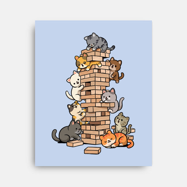 Cat Jenga Tower-None-Stretched-Canvas-GoshWow