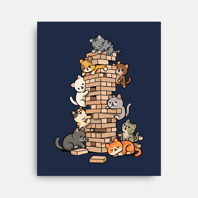 Cat Jenga Tower-None-Stretched-Canvas-GoshWow