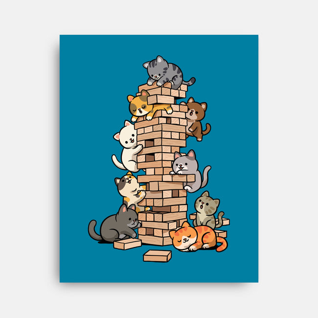 Cat Jenga Tower-None-Stretched-Canvas-GoshWow