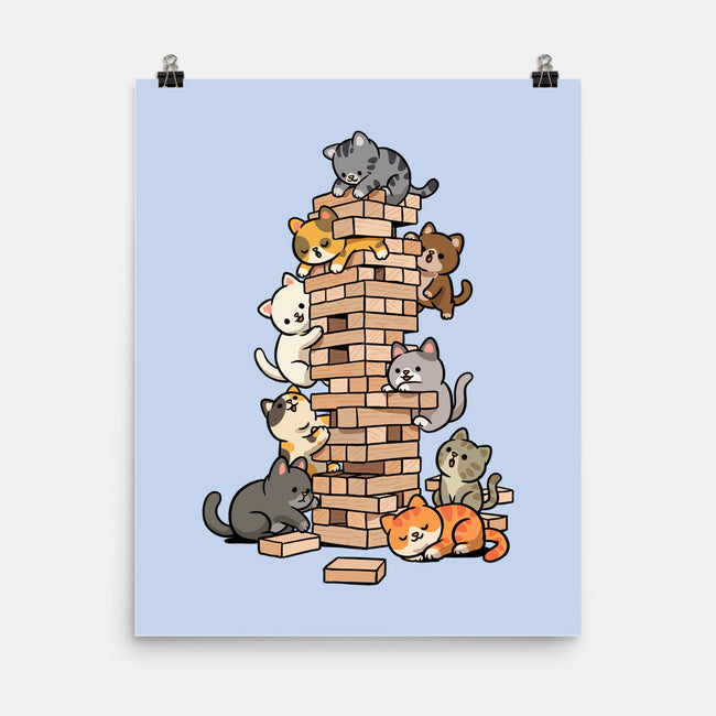 Cat Jenga Tower-None-Matte-Poster-GoshWow