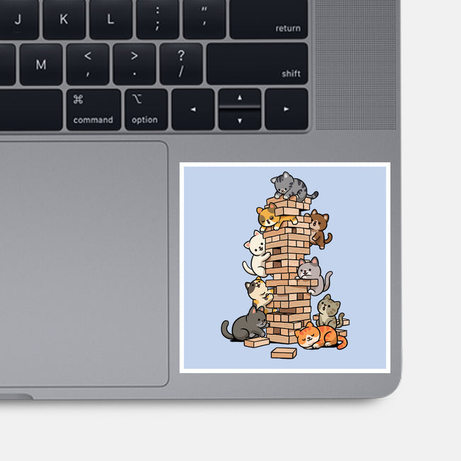 Cat Jenga Tower-None-Glossy-Sticker-GoshWow