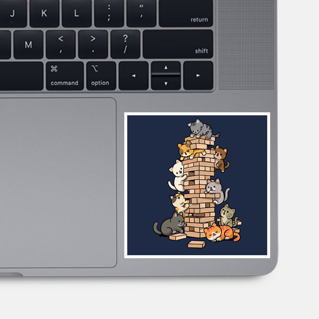 Cat Jenga Tower-None-Glossy-Sticker-GoshWow