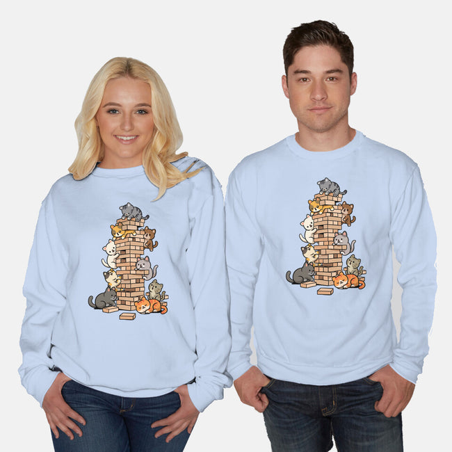 Cat Jenga Tower-Unisex-Crew Neck-Sweatshirt-GoshWow