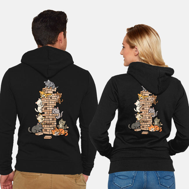 Cat Jenga Tower-Unisex-Zip-Up-Sweatshirt-GoshWow