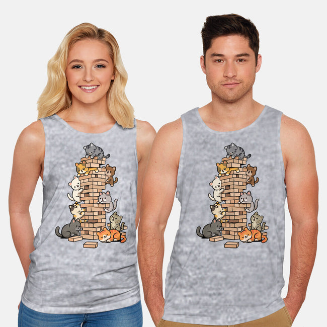 Cat Jenga Tower-Unisex-Basic-Tank-GoshWow