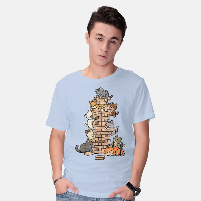 Cat Jenga Tower-Mens-Basic-Tee-GoshWow