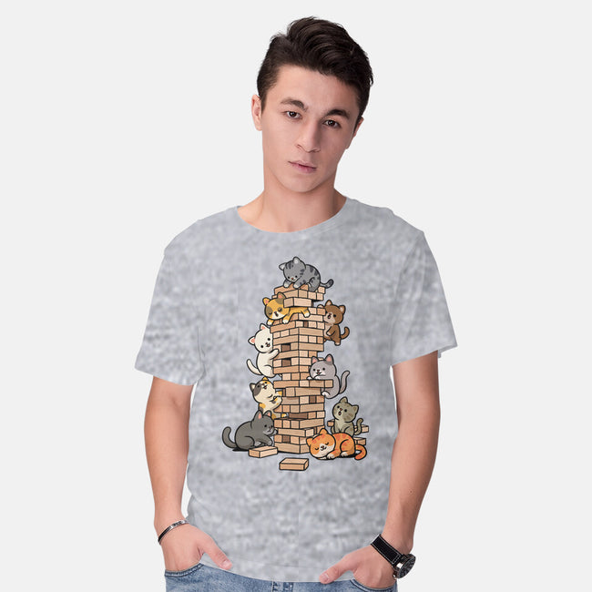 Cat Jenga Tower-Mens-Basic-Tee-GoshWow