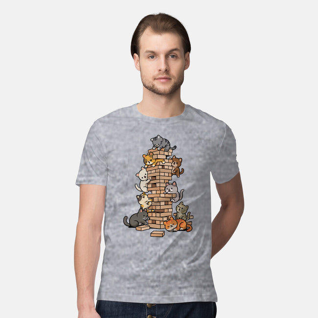 Cat Jenga Tower-Mens-Premium-Tee-GoshWow
