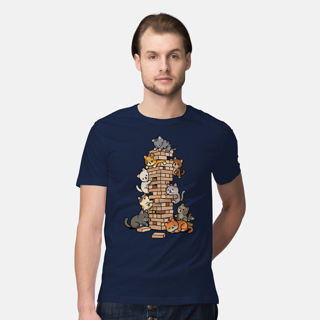 Cat Jenga Tower-Mens-Premium-Tee-GoshWow