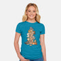 Cat Jenga Tower-Womens-Fitted-Tee-GoshWow