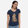 Cat Jenga Tower-Womens-V-Neck-Tee-GoshWow