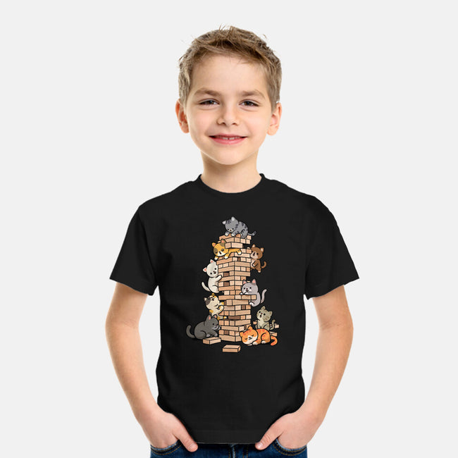 Cat Jenga Tower-Youth-Basic-Tee-GoshWow