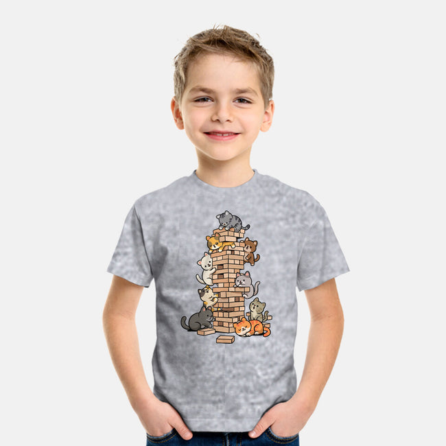 Cat Jenga Tower-Youth-Basic-Tee-GoshWow