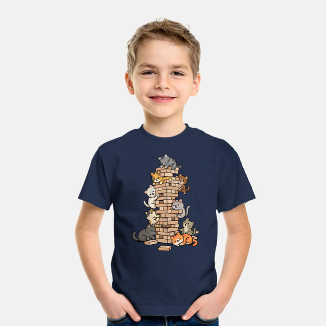 Cat Jenga Tower-Youth-Basic-Tee-GoshWow
