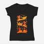 Flying Autumn Kittens-Womens-V-Neck-Tee-erion_designs