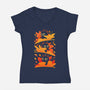 Flying Autumn Kittens-Womens-V-Neck-Tee-erion_designs