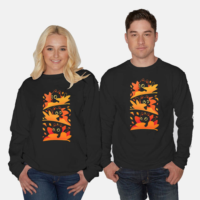 Flying Autumn Kittens-Unisex-Crew Neck-Sweatshirt-erion_designs