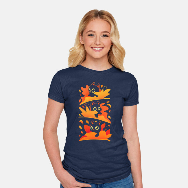 Flying Autumn Kittens-Womens-Fitted-Tee-erion_designs