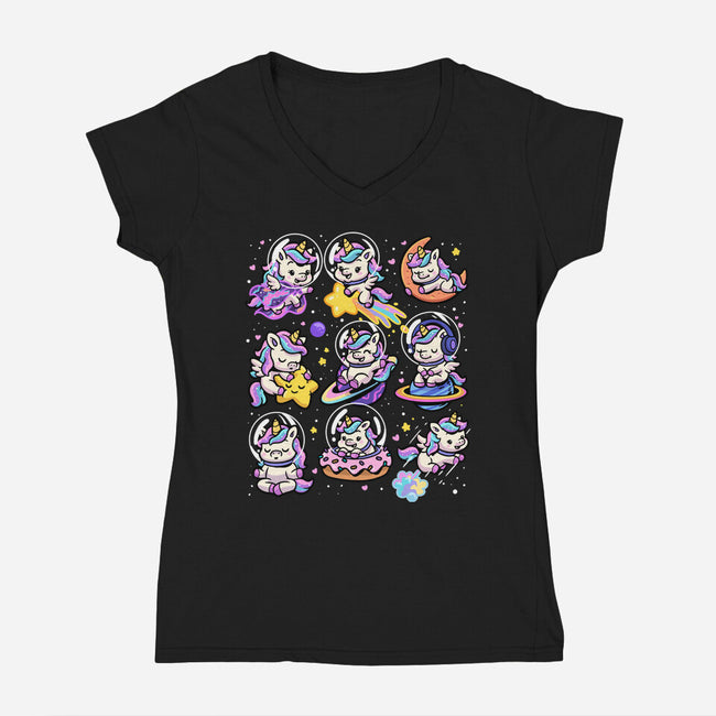 Space Unicorns-Womens-V-Neck-Tee-GoshWow