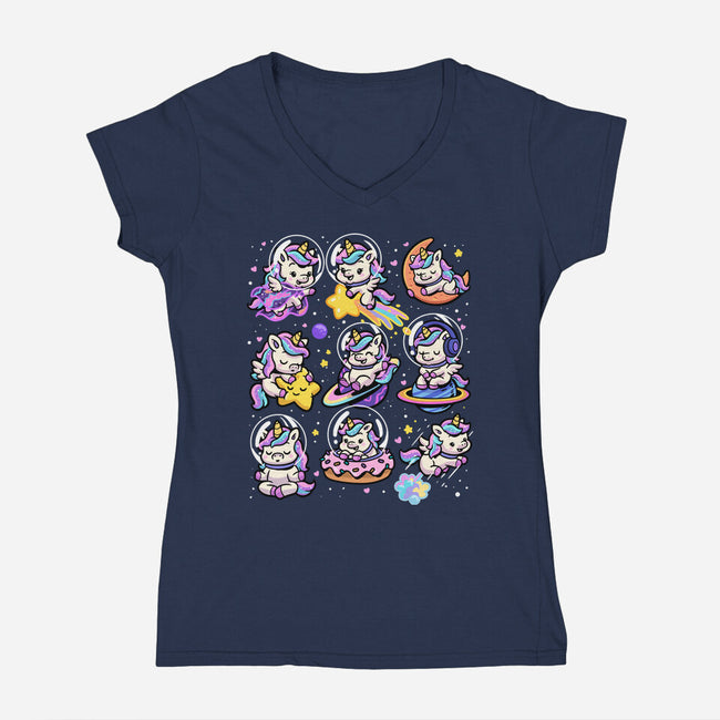 Space Unicorns-Womens-V-Neck-Tee-GoshWow