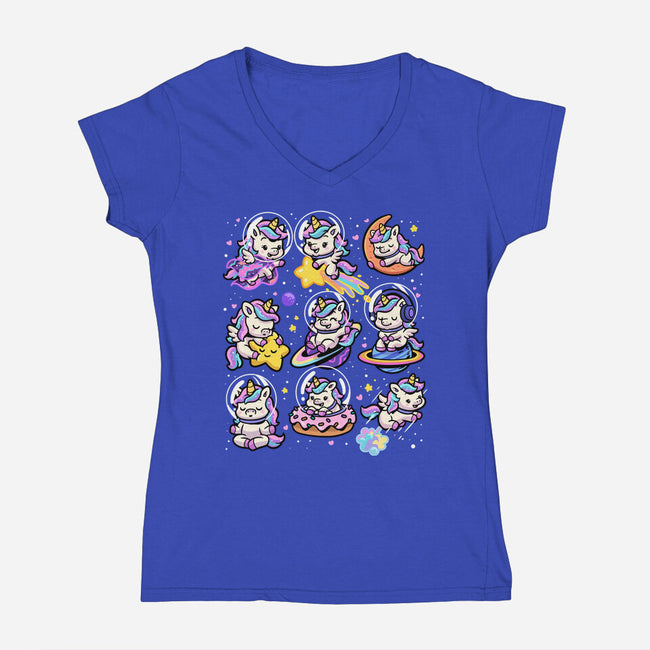 Space Unicorns-Womens-V-Neck-Tee-GoshWow