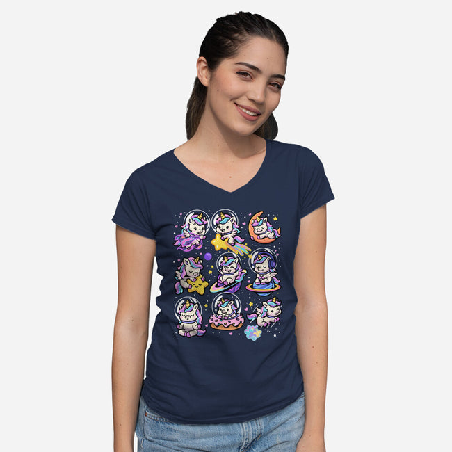 Space Unicorns-Womens-V-Neck-Tee-GoshWow