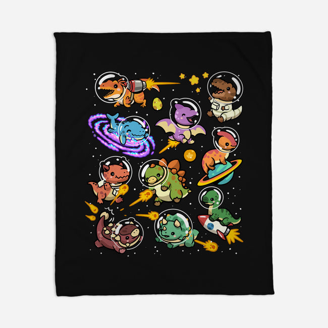 Space Dinosaurs-None-Fleece-Blanket-GoshWow