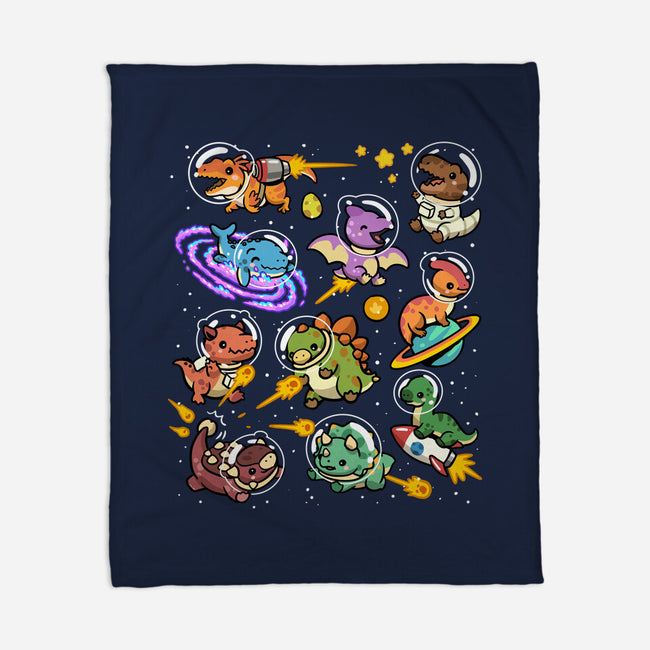 Space Dinosaurs-None-Fleece-Blanket-GoshWow