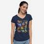 Space Dinosaurs-Womens-V-Neck-Tee-GoshWow