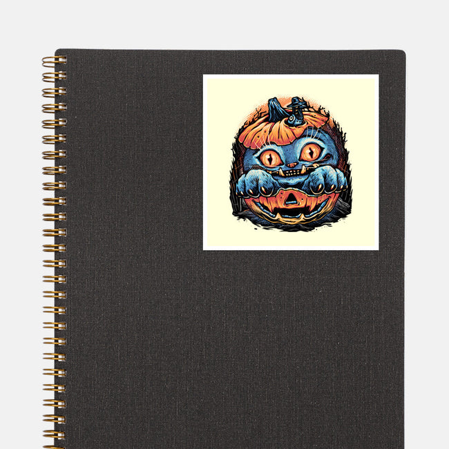 Blue Tiger Pumpkin-None-Glossy-Sticker-glitchygorilla