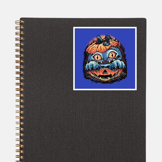 Blue Tiger Pumpkin-None-Glossy-Sticker-glitchygorilla