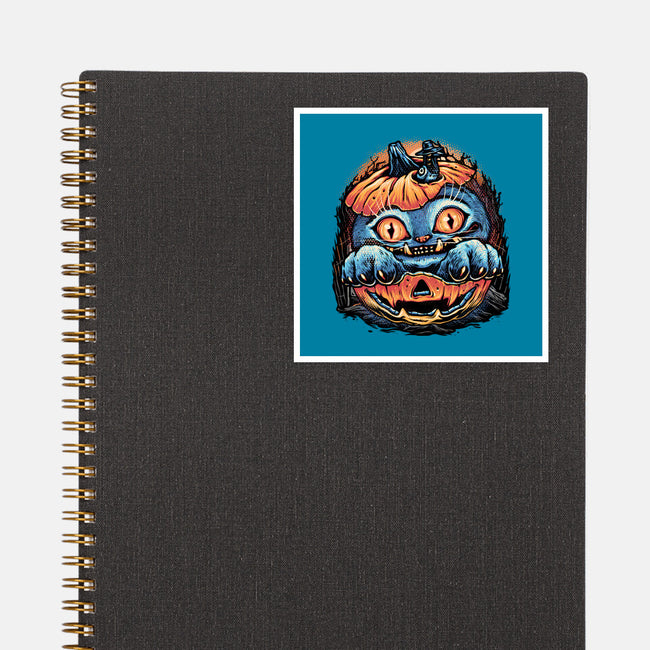 Blue Tiger Pumpkin-None-Glossy-Sticker-glitchygorilla