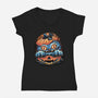 Blue Tiger Pumpkin-Womens-V-Neck-Tee-glitchygorilla