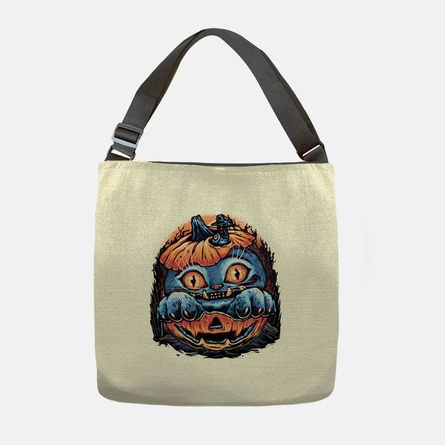 Blue Tiger Pumpkin-None-Adjustable Tote-Bag-glitchygorilla