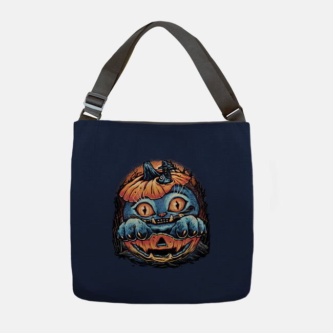 Blue Tiger Pumpkin-None-Adjustable Tote-Bag-glitchygorilla
