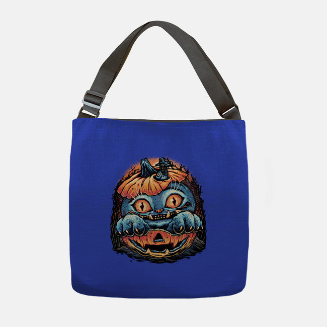 Blue Tiger Pumpkin-None-Adjustable Tote-Bag-glitchygorilla