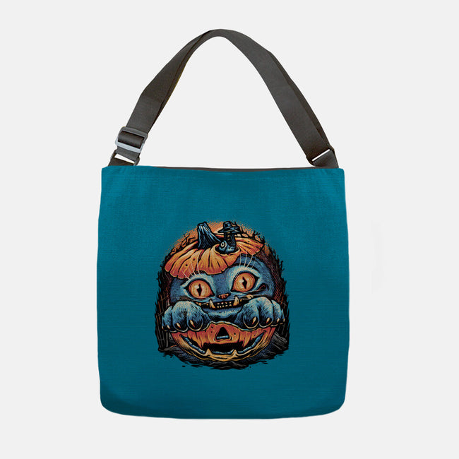 Blue Tiger Pumpkin-None-Adjustable Tote-Bag-glitchygorilla