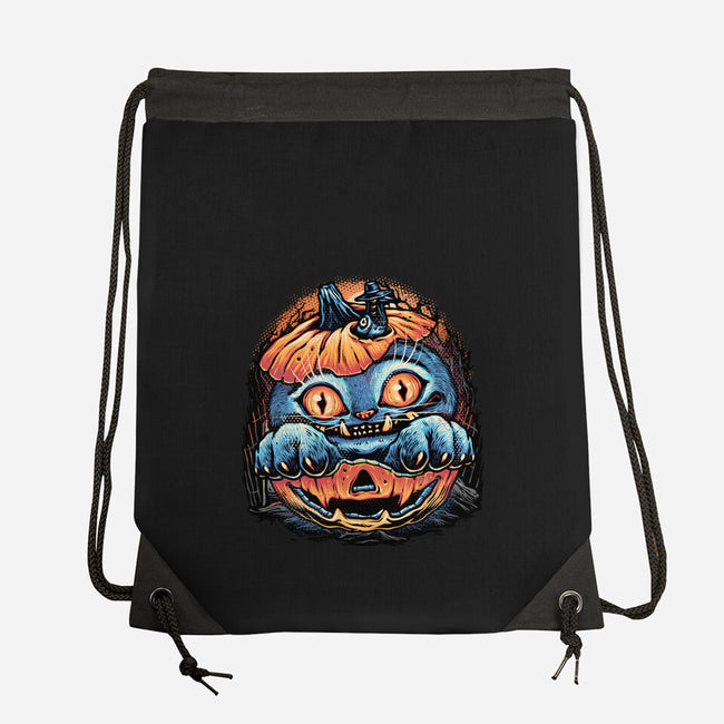 Blue Tiger Pumpkin-None-Drawstring-Bag-glitchygorilla