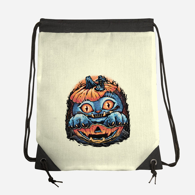 Blue Tiger Pumpkin-None-Drawstring-Bag-glitchygorilla