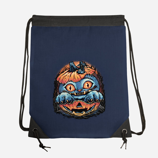 Blue Tiger Pumpkin-None-Drawstring-Bag-glitchygorilla