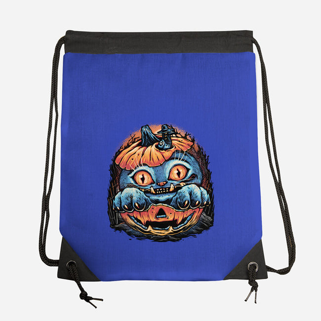 Blue Tiger Pumpkin-None-Drawstring-Bag-glitchygorilla