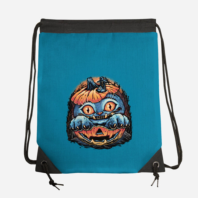 Blue Tiger Pumpkin-None-Drawstring-Bag-glitchygorilla