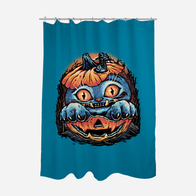 Blue Tiger Pumpkin-None-Polyester-Shower Curtain-glitchygorilla