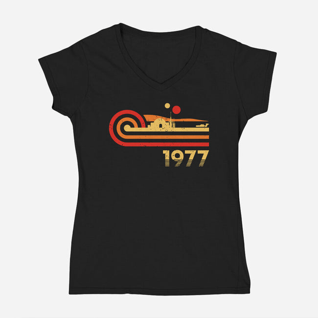 Retro Vintage Desert Planet-Womens-V-Neck-Tee-retrodivision