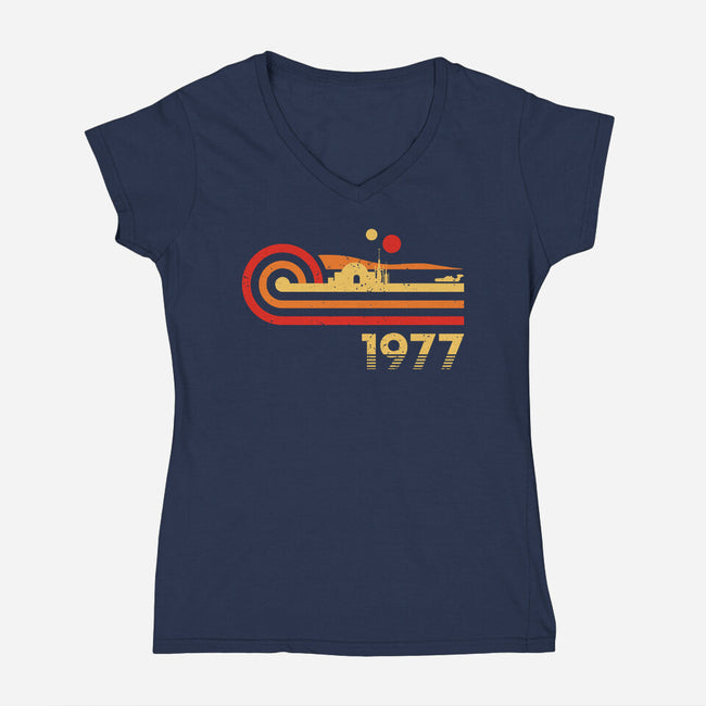 Retro Vintage Desert Planet-Womens-V-Neck-Tee-retrodivision