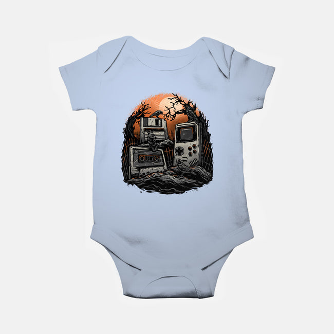 Retro Graveyard-Baby-Basic-Onesie-glitchygorilla