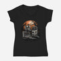 Retro Graveyard-Womens-V-Neck-Tee-glitchygorilla