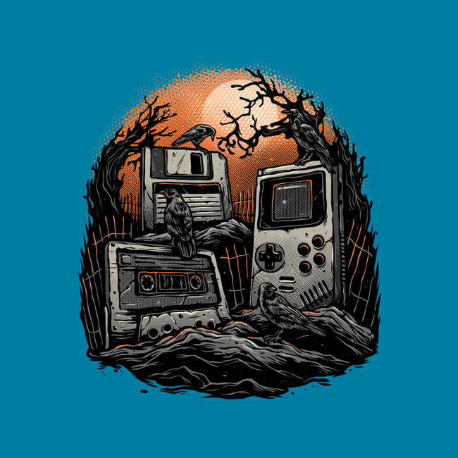 Retro Graveyard-Mens-Heavyweight-Tee-glitchygorilla