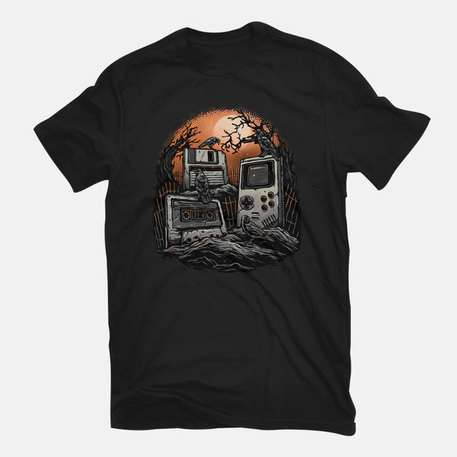 Retro Graveyard-Mens-Heavyweight-Tee-glitchygorilla